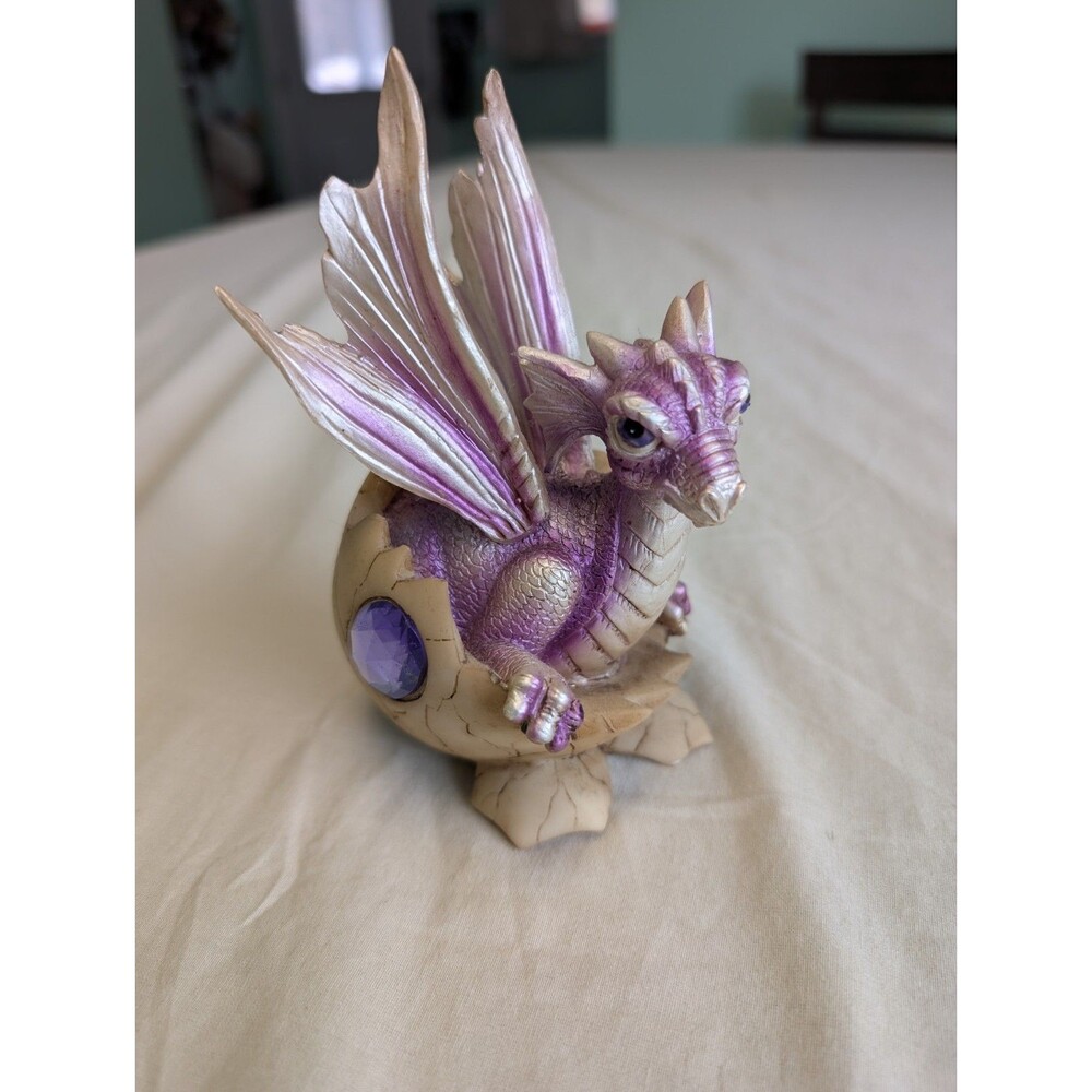 February Birthstone Purple Dragon Baby Hatching From Egg 4"H Figurine Room Decor